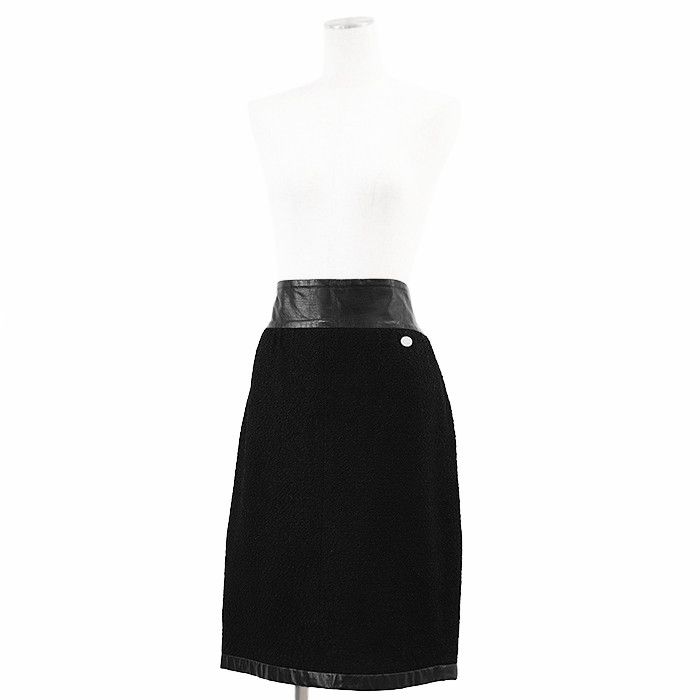 Chanel Chanel Chanel Tweed Cotton Silk Blend Calf Leather Skirt Textile Skirts P50723 DUTY FREE for USA Size ONE SIZE - 4 Thumbnail
