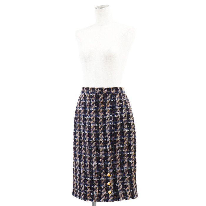 Chanel Chanel Chanel Wool Tweed Houndstooth Skirt Textile Skirts 20662 DUTY FREE for USA Size ONE SIZE - 3 Thumbnail