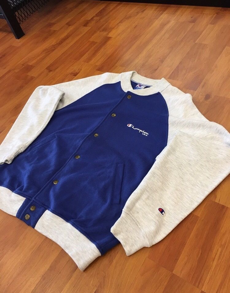 Champion Vintage Vintage CHAMPION Varsity Sweater Snap Button Colorblock Grailed
