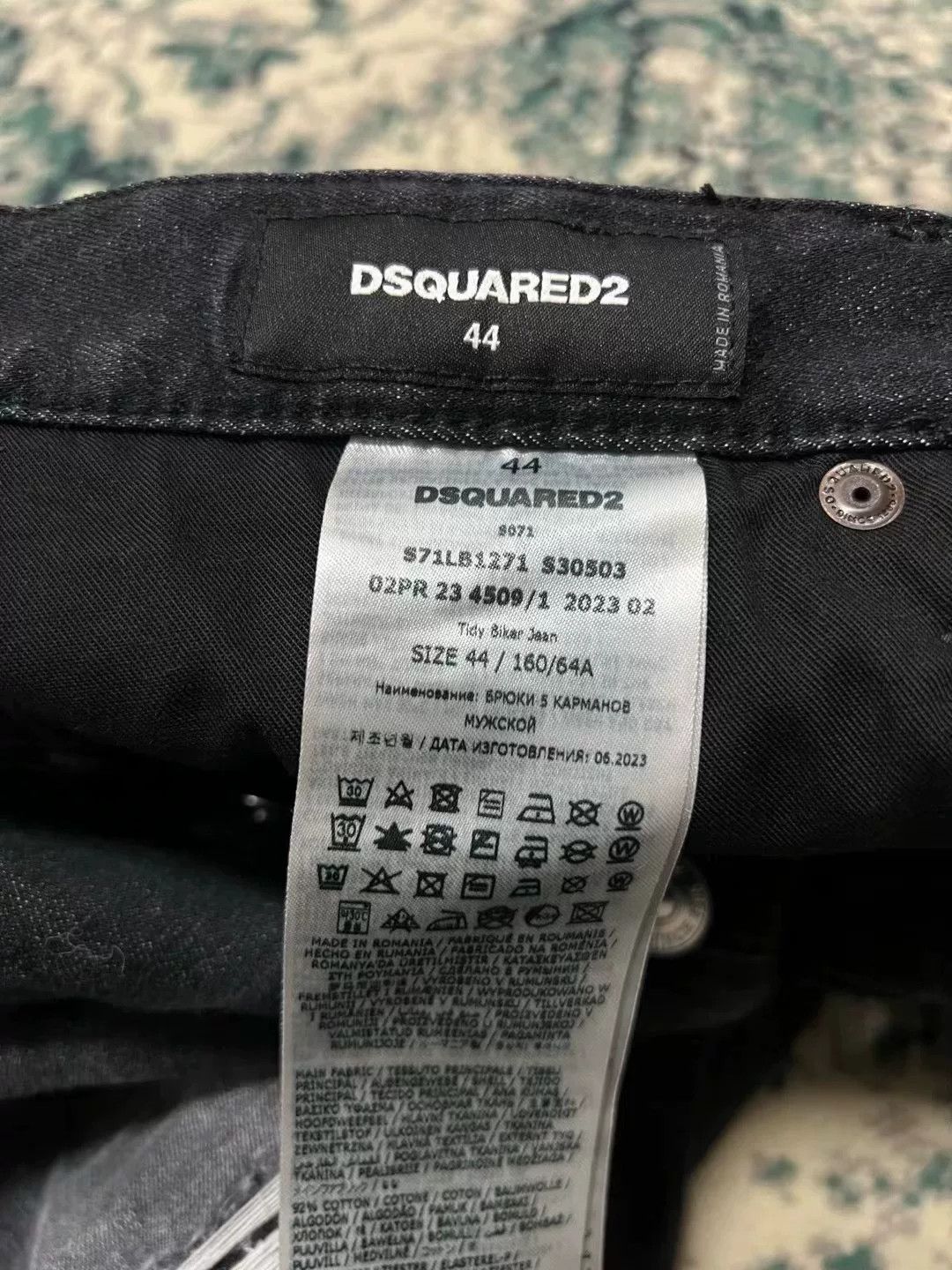Dsquared2 dsquared2 black gray patched biker jeans Size US 31 - 8 Thumbnail