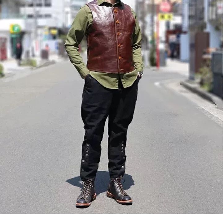 Freewheelers brown leather jerkin vest for layering Size US S / EU 44-46 / 1 - 2 Thumbnail