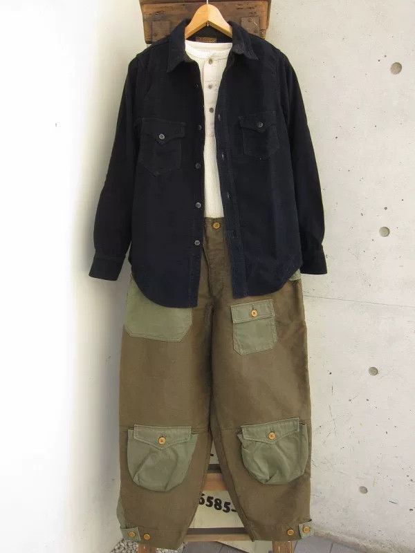 Freewheelers olive green patchwork flight pants Size US 30 / EU 46 - 9 Thumbnail