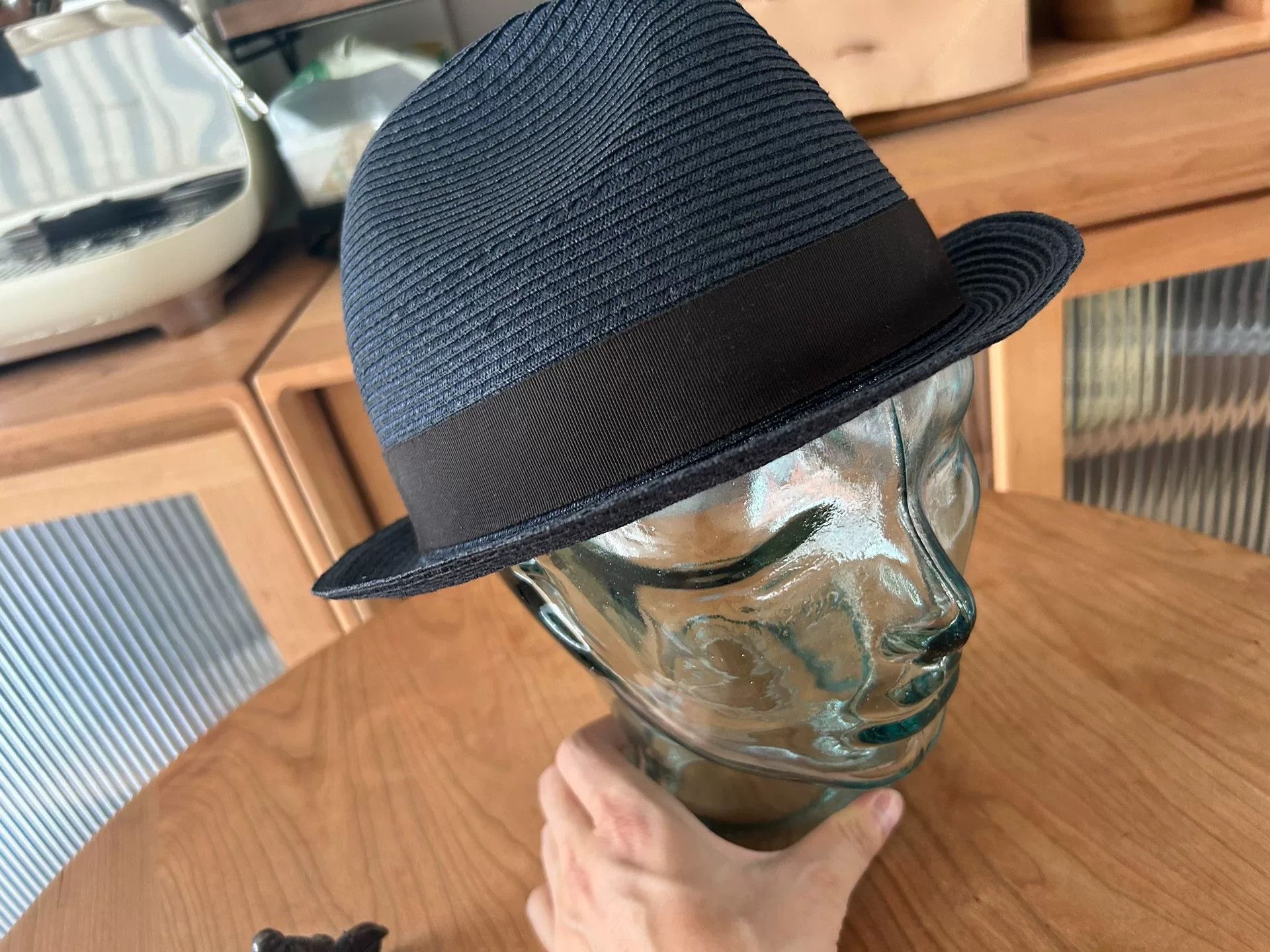 Freewheelers stylish navy blue woven straw hat Size ONE SIZE - 2 Thumbnail