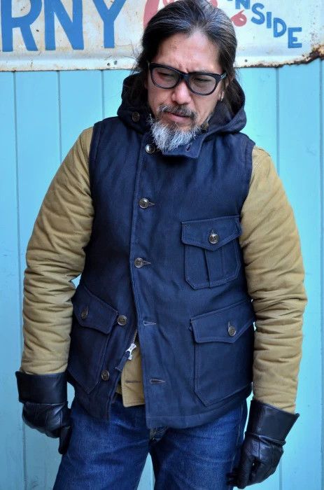 Freewheelers navy blue hooded pilot vest Size US M / EU 48-50 / 2 - 4 Thumbnail