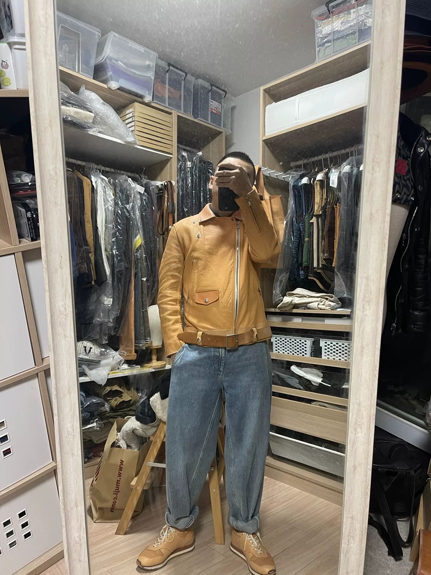 Hender Scheme hender scheme leather motorcycle jacket in beige Size US M / EU 48-50 / 2 - 8 Thumbnail