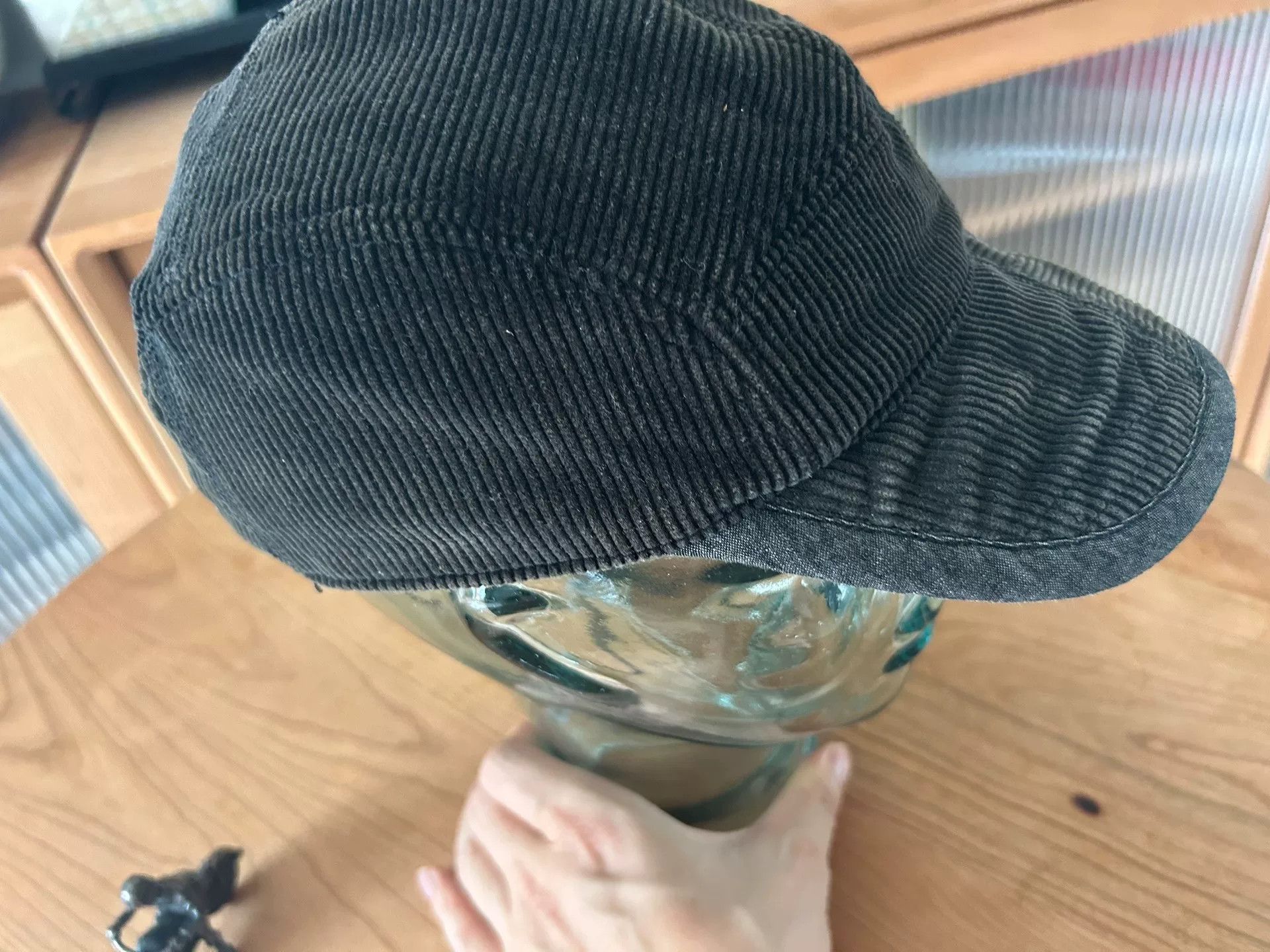 Porter Classic stylish black corduroy cap with unique shape Size ONE SIZE - 3 Thumbnail