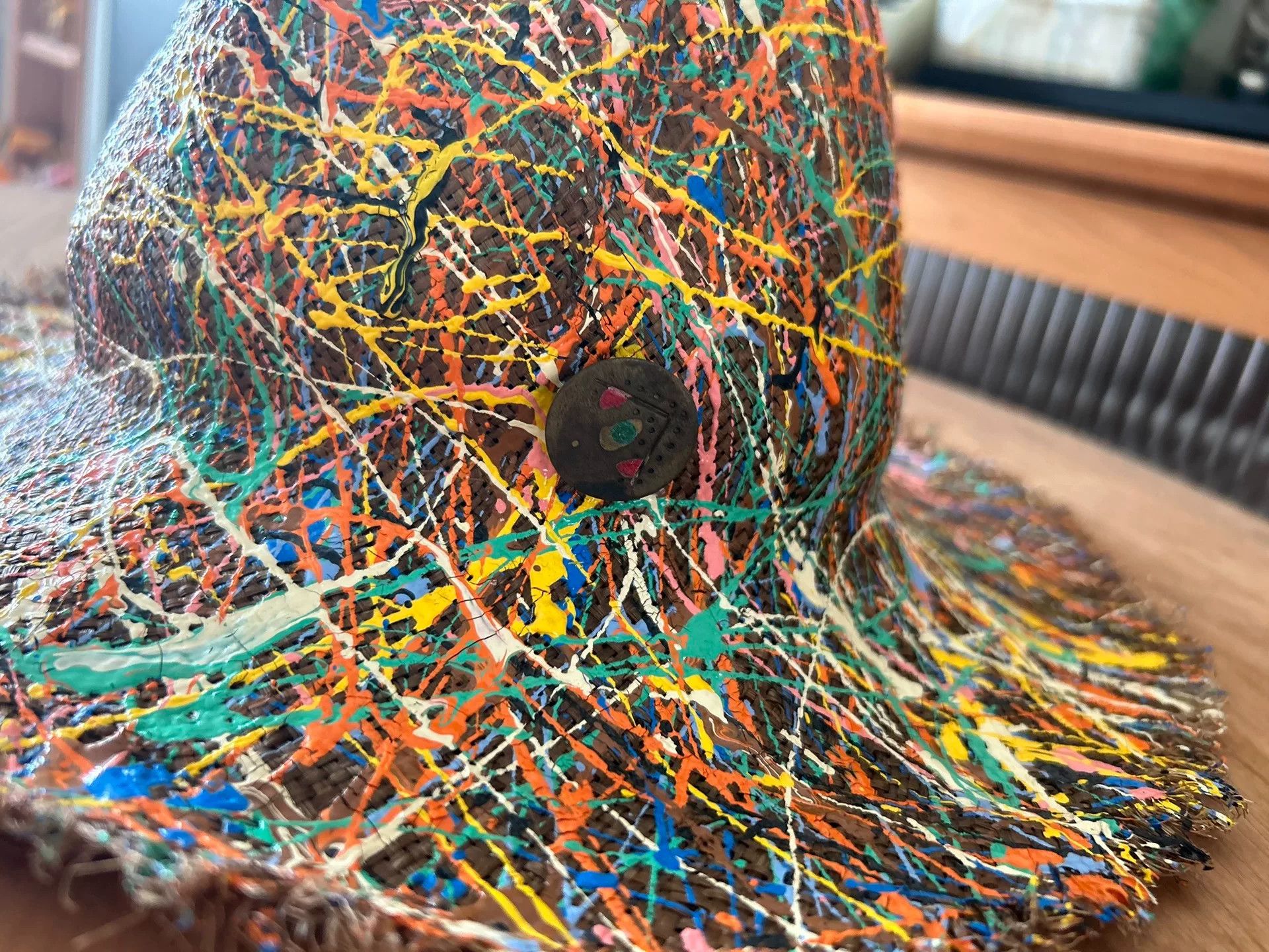 Kapital colorful artistic straw hat for kids Size ONE SIZE - 7 Thumbnail