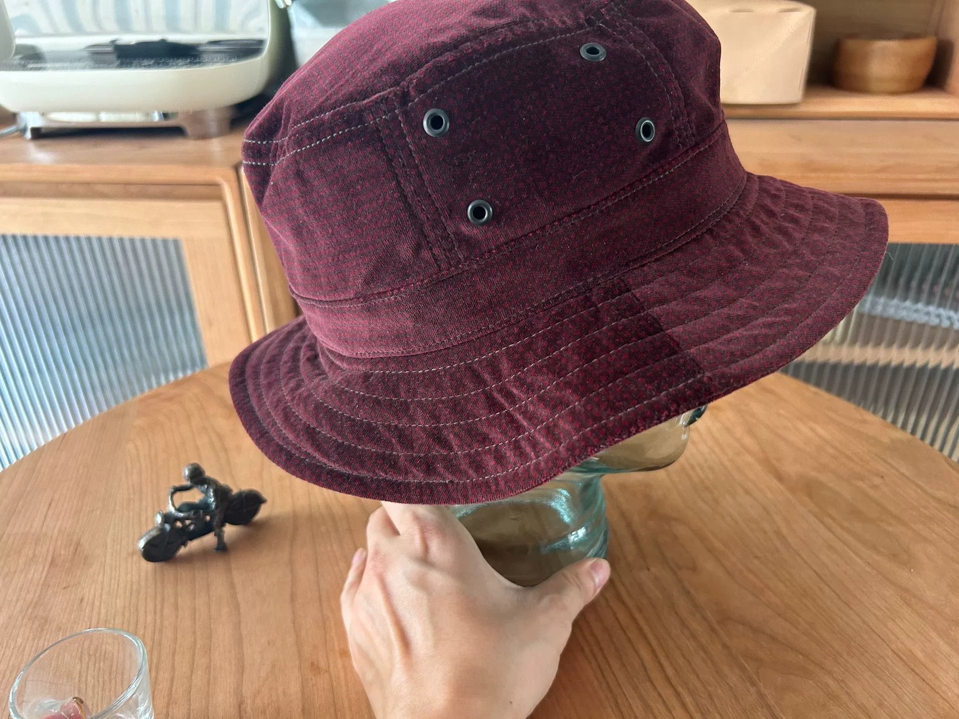 Freewheelers burgundy velvet bucket hat for outdoor use Size ONE SIZE - 3 Thumbnail