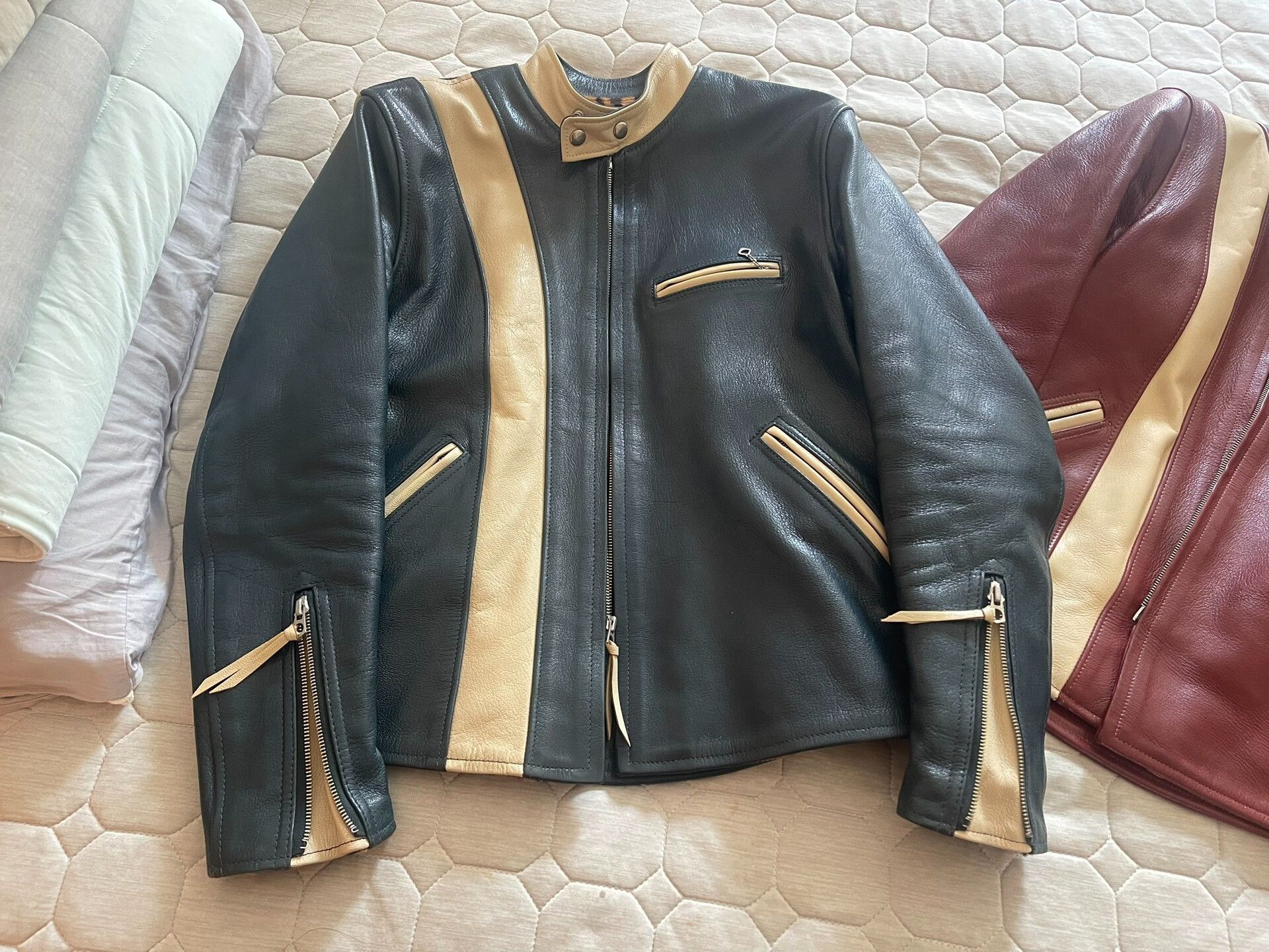 Freewheelers color-blocked leather motorcycle jackets Size US M / EU 48-50 / 2 - 3 Thumbnail