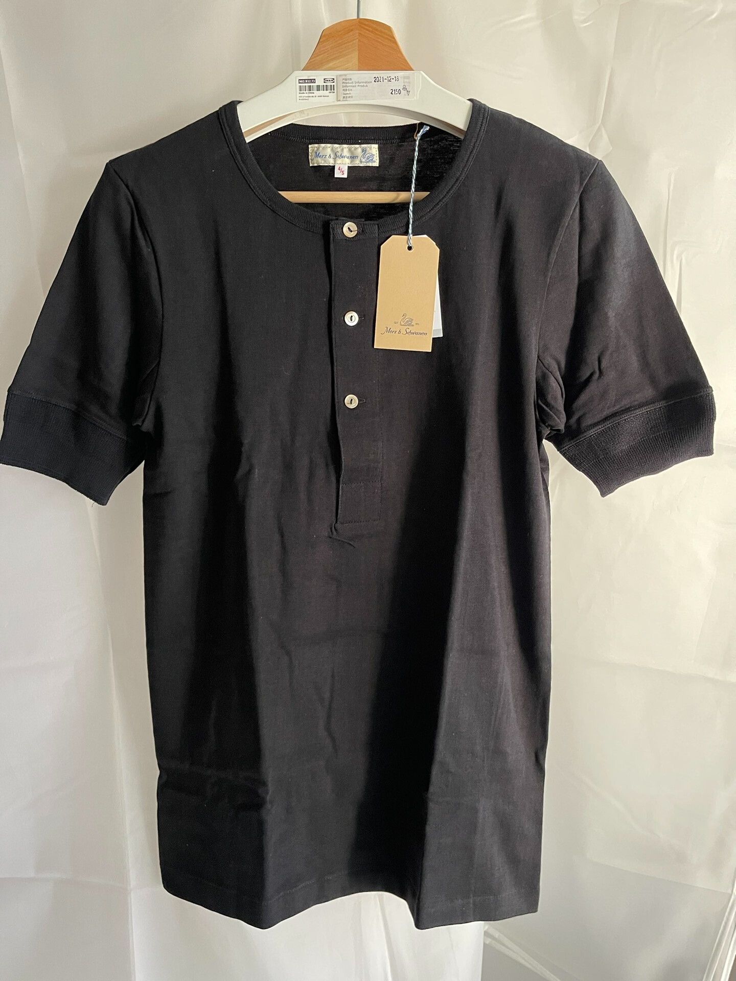 Merz B. Schwanen black henley short sleeve cotton tee Size US M / EU 48-50 / 2 - 2 Thumbnail
