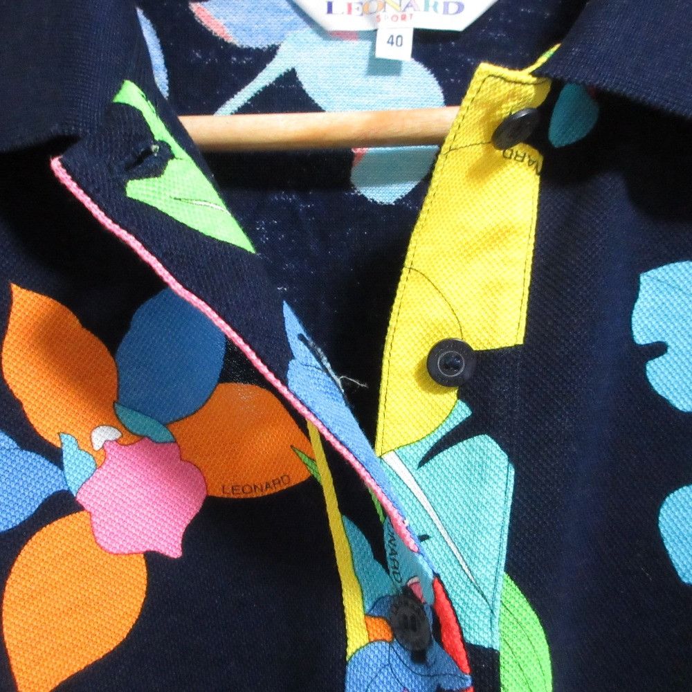 Other Other LEONARD SPORT Flower Print Long Sleeve Polo Shirt Cotton Tops DUTY FREE for USA Size ONE SIZE - 4 Thumbnail