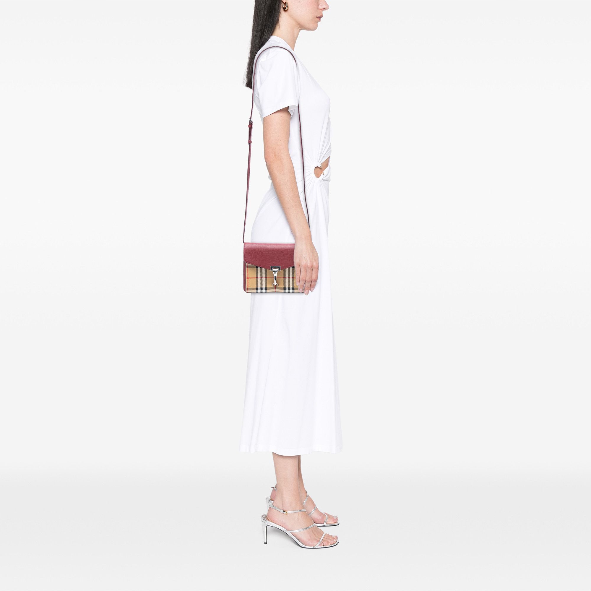 Burberry Burberry Small Leather and House Check Canvas Derby Macken Crossbody Size ONE SIZE - 7 Thumbnail