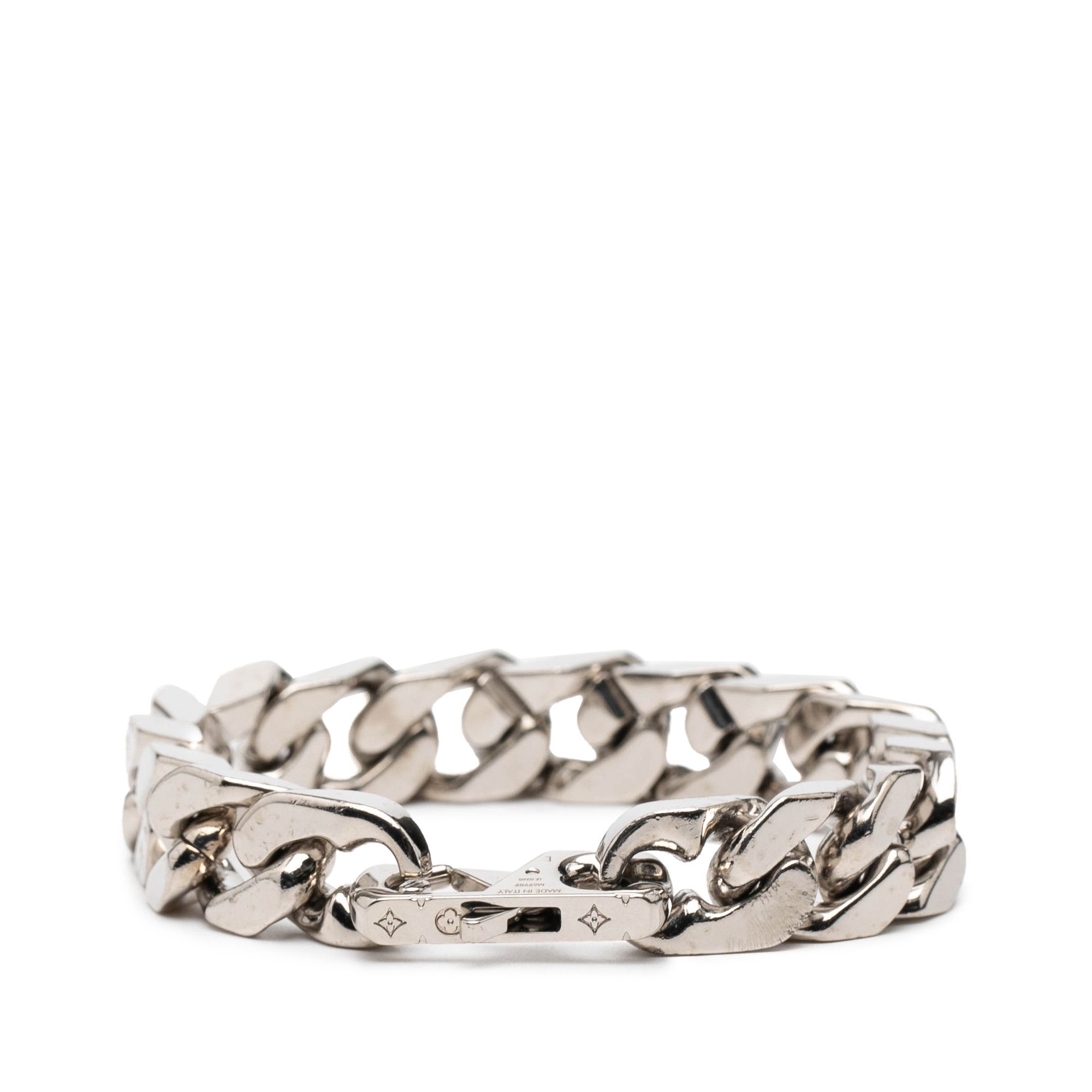 Louis Vuitton Louis Vuitton Silver Plated LV Chain Links Bracelet L Size ONE SIZE - 3 Thumbnail