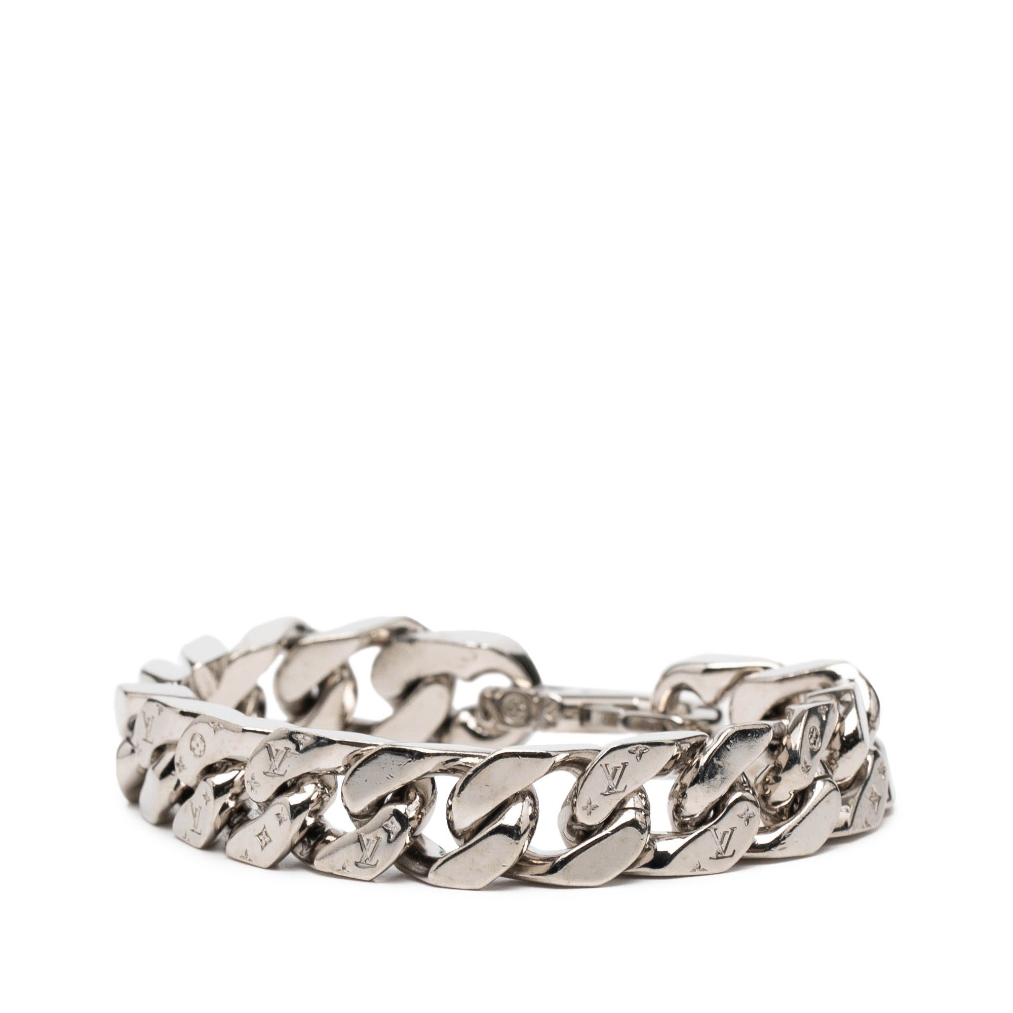Louis Vuitton Louis Vuitton Silver Plated LV Chain Links Bracelet L Size ONE SIZE - 2 Thumbnail