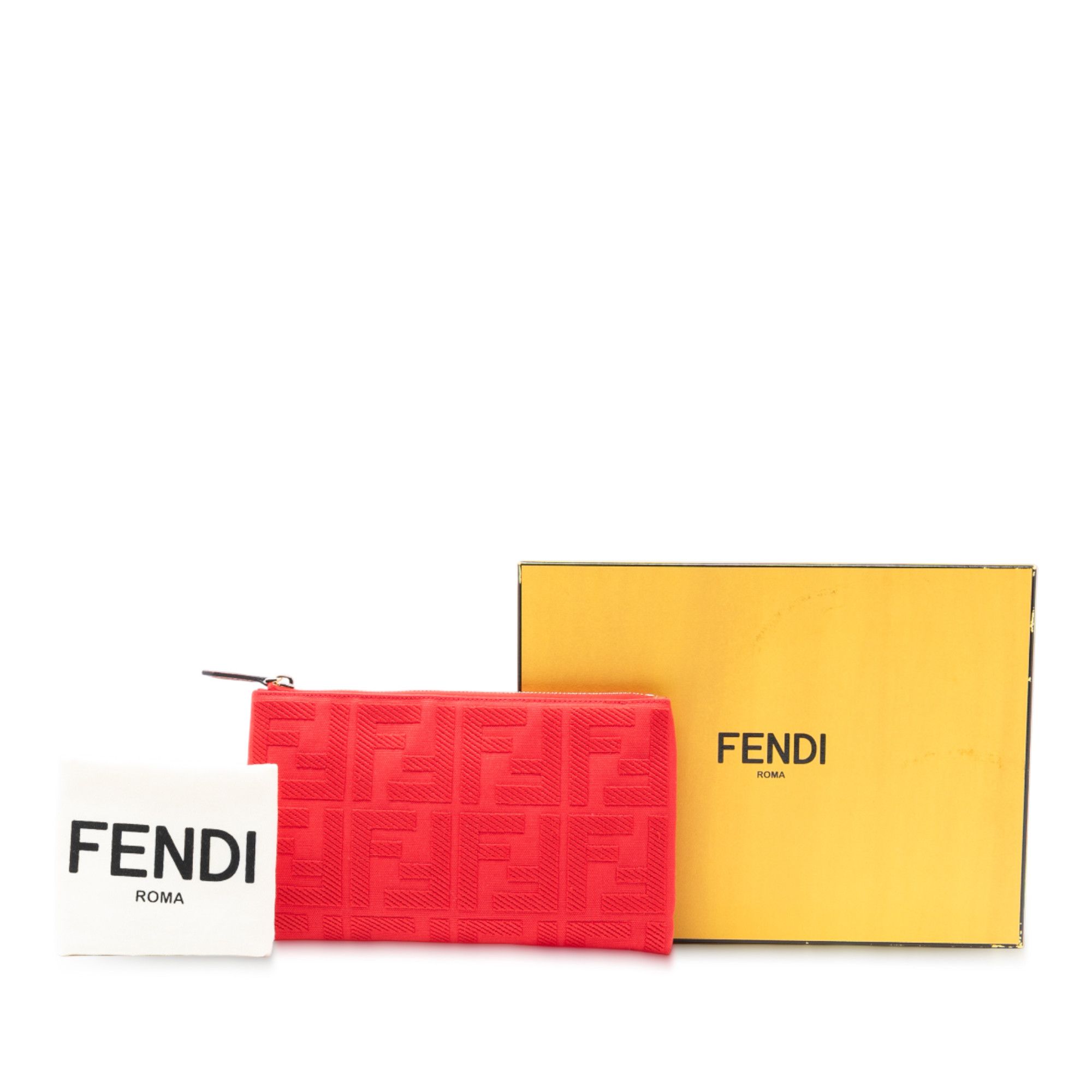 Fendi Fendi Zucca Embroidered Canvas Zip Pouch Size ONE SIZE - 8 Thumbnail