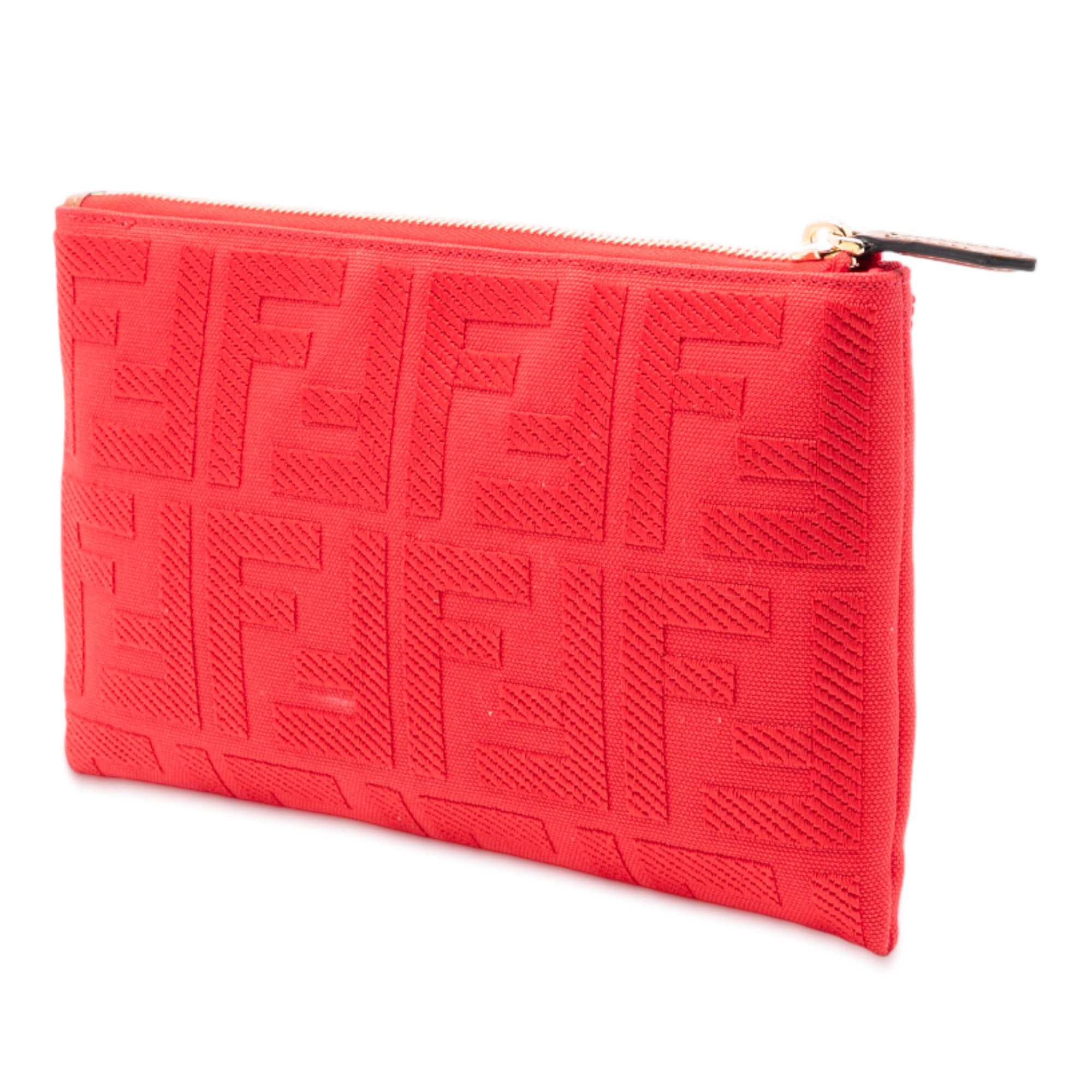 Fendi Fendi Zucca Embroidered Canvas Zip Pouch Size ONE SIZE - 2 Thumbnail