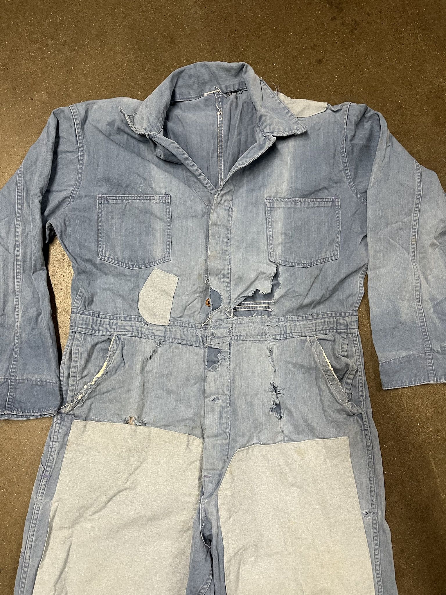 Vintage Vintage Distressed Blue Coverall Thrashed Custom Overall Suit Size XL Size US XL / EU 56 / 4 - 2 Thumbnail