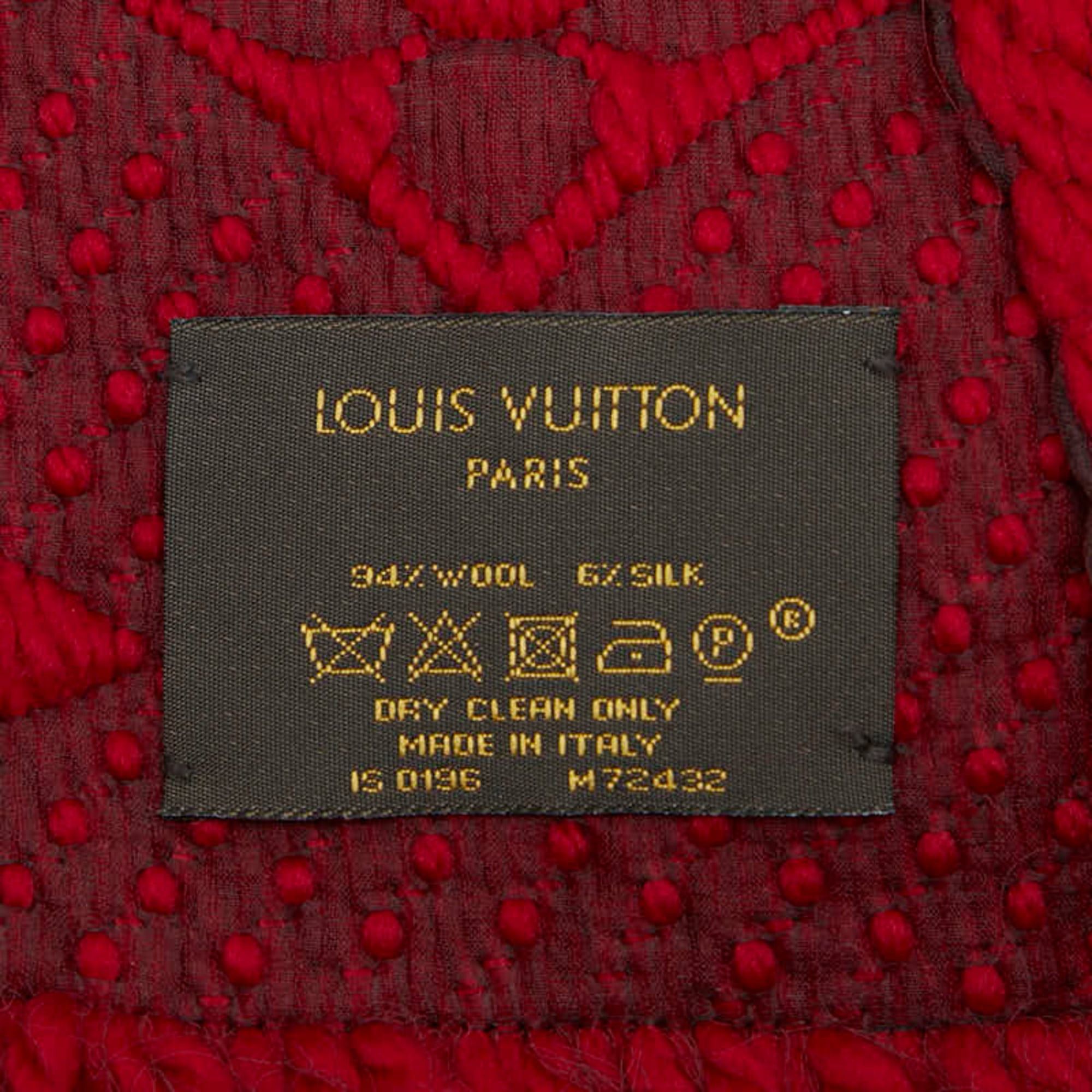 Louis Vuitton Louis Vuitton Echarpe Logomania Scarf M72432 Red Wool and Silk Women's LOUIS VUITTON Size ONE SIZE - 3 Thumbnail