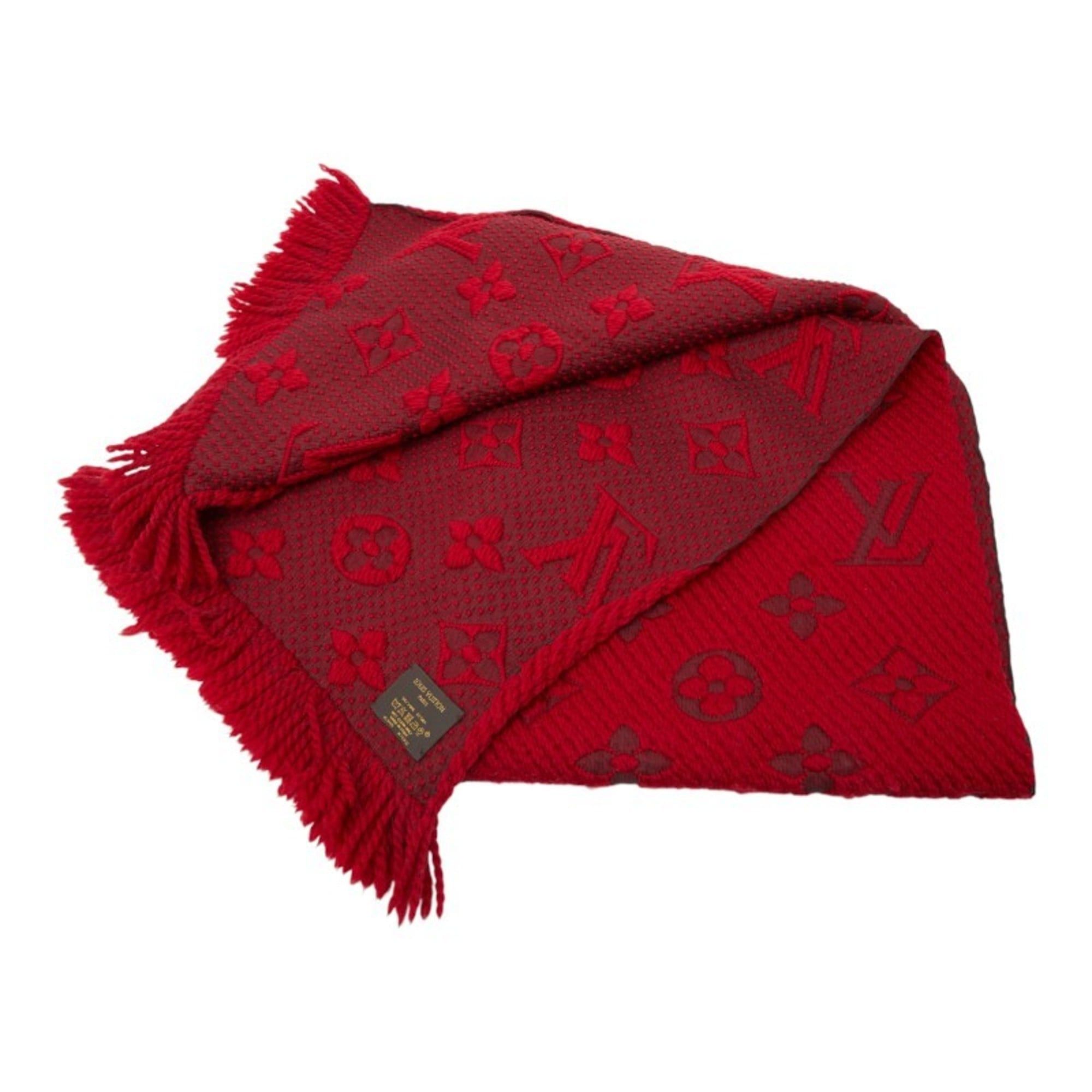 Louis Vuitton Louis Vuitton Echarpe Logomania Scarf M72432 Red Wool and Silk Women's LOUIS VUITTON Size ONE SIZE - 2 Thumbnail