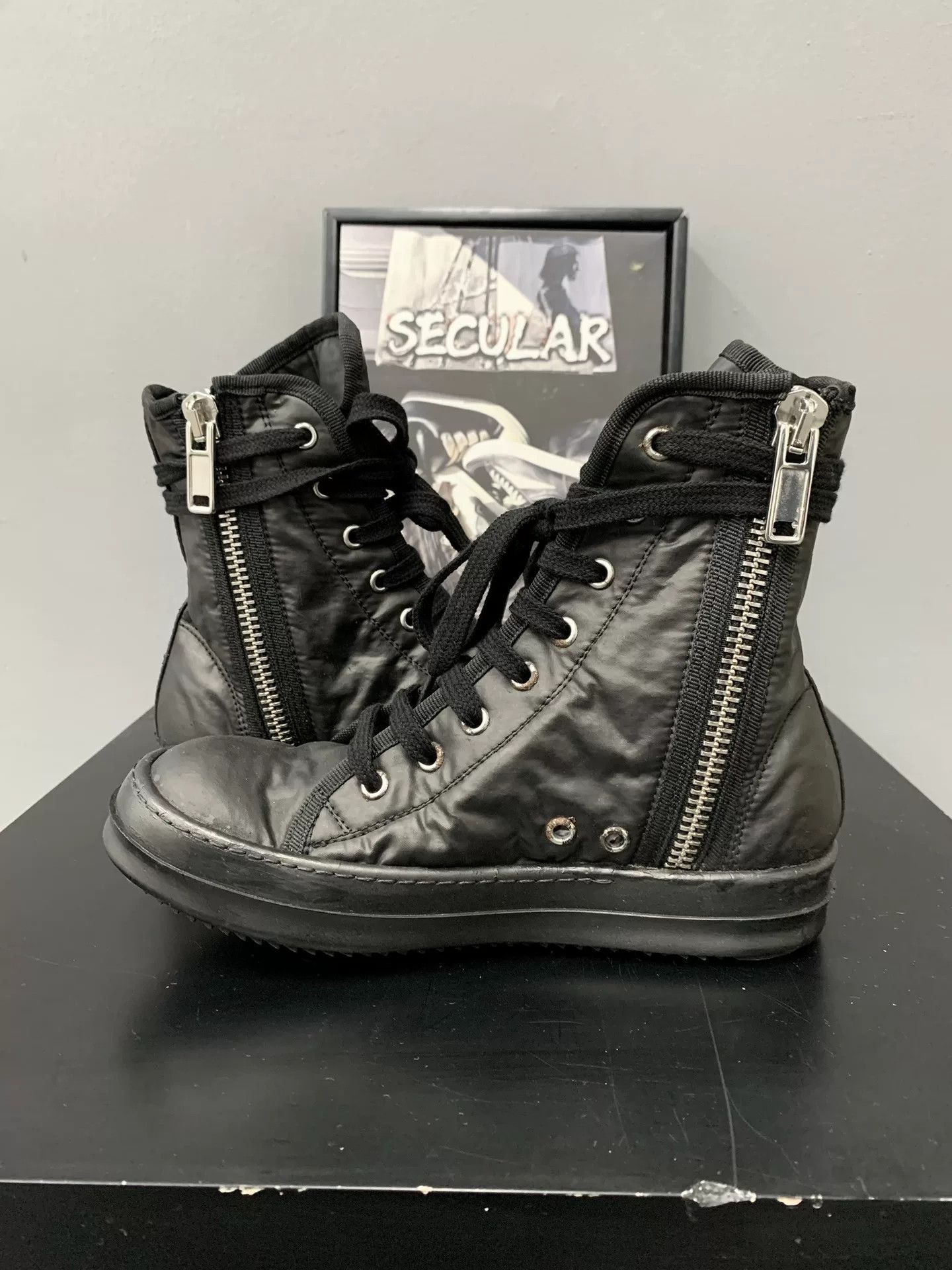 Rick Owens Drkshdw rick owens drkshdw black high-top sneakers Size US 5.5 / IT 35.5 - 6 Thumbnail