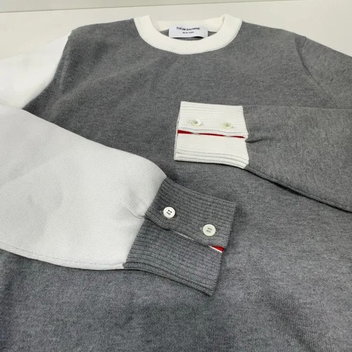 Thom Browne Thom Browne Gray Striped Knit Sweater for Men Size US S / EU 44-46 / 1 - 7 Thumbnail