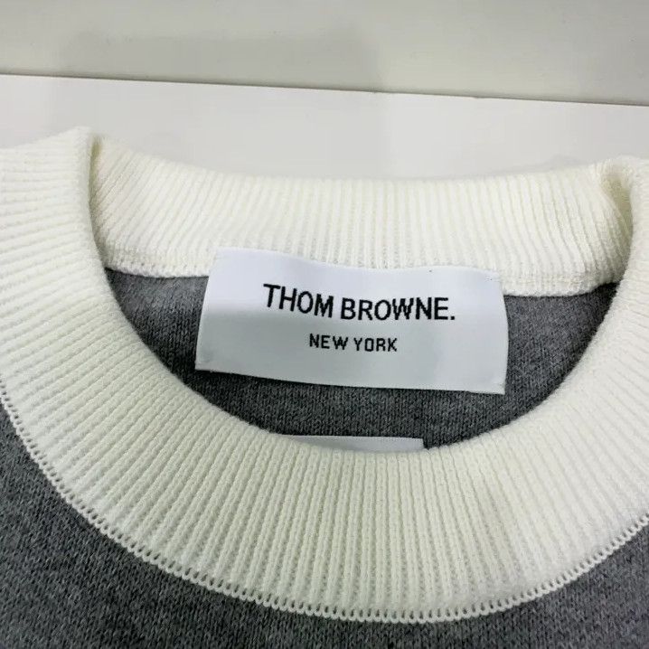 Thom Browne Thom Browne Gray Striped Knit Sweater for Men Size US S / EU 44-46 / 1 - 5 Thumbnail