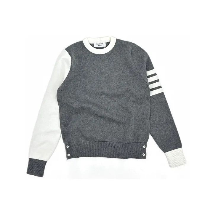 Thom Browne Thom Browne Gray Striped Knit Sweater for Men Size US S / EU 44-46 / 1 - 2 Thumbnail