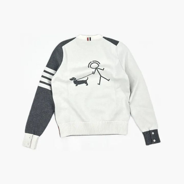 Thom Browne Thom Browne Gray Striped Knit Sweater for Men Size US S / EU 44-46 / 1 - 3 Thumbnail