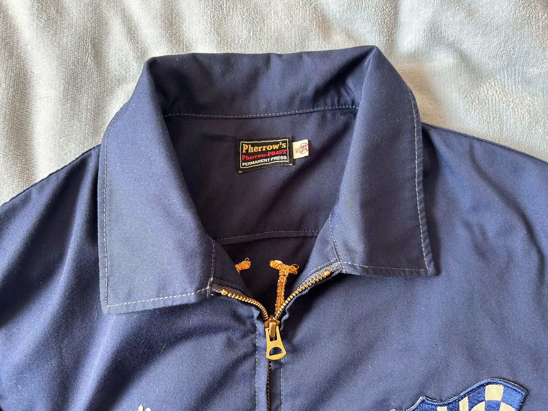 Pherrow's navy blue workwear embroidered jacket Size US M / EU 48-50 / 2 - 3 Thumbnail
