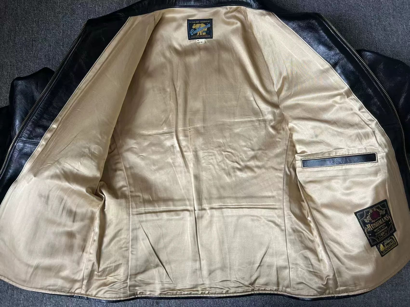 California Republic rare black leather jacket with unique design Size US XXL / EU 58 / 5 - 9 Thumbnail