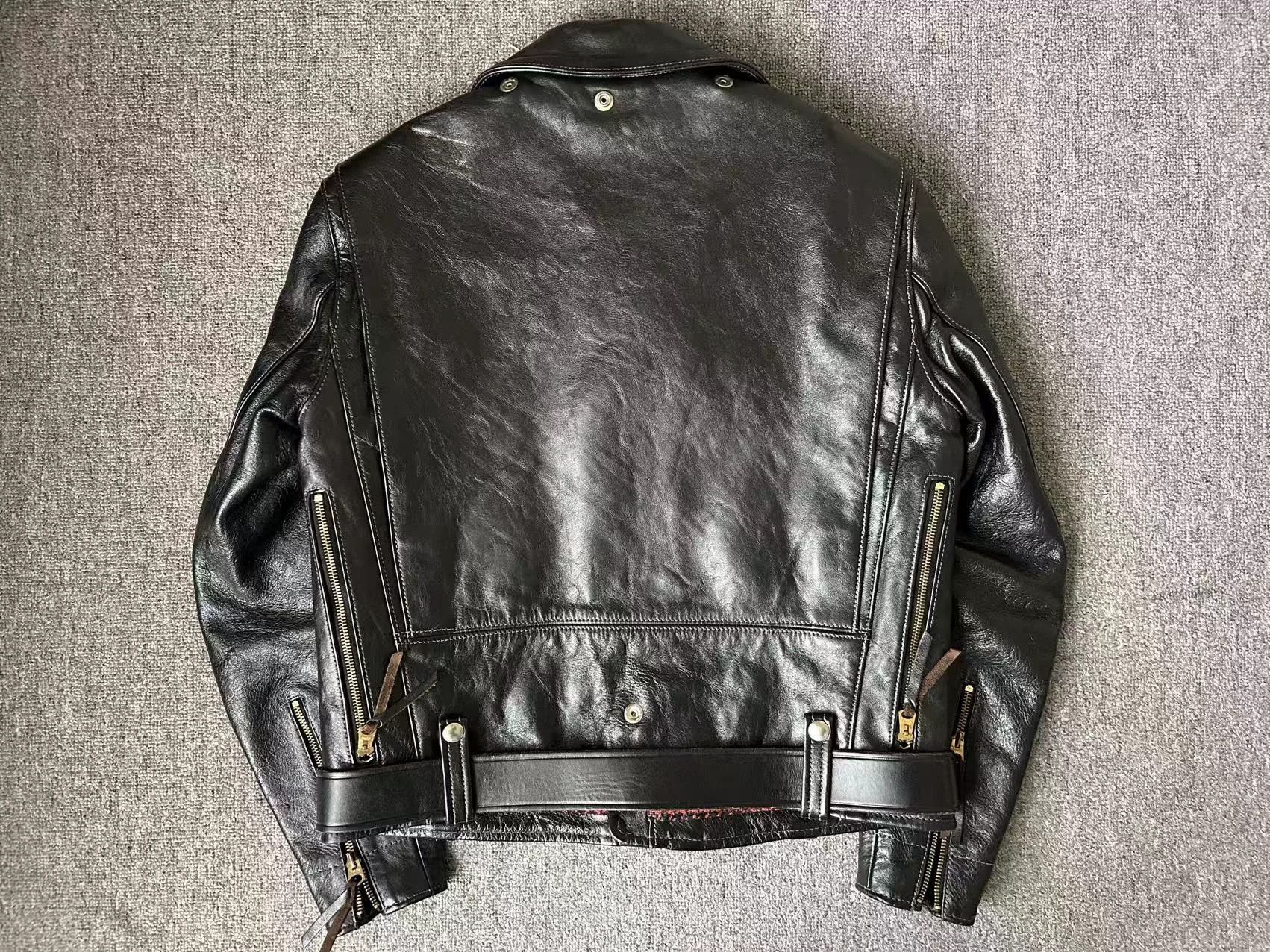 The Real McCoy's black leather motorcycle jacket with houndstooth lining Size US S / EU 44-46 / 1 - 2 Thumbnail