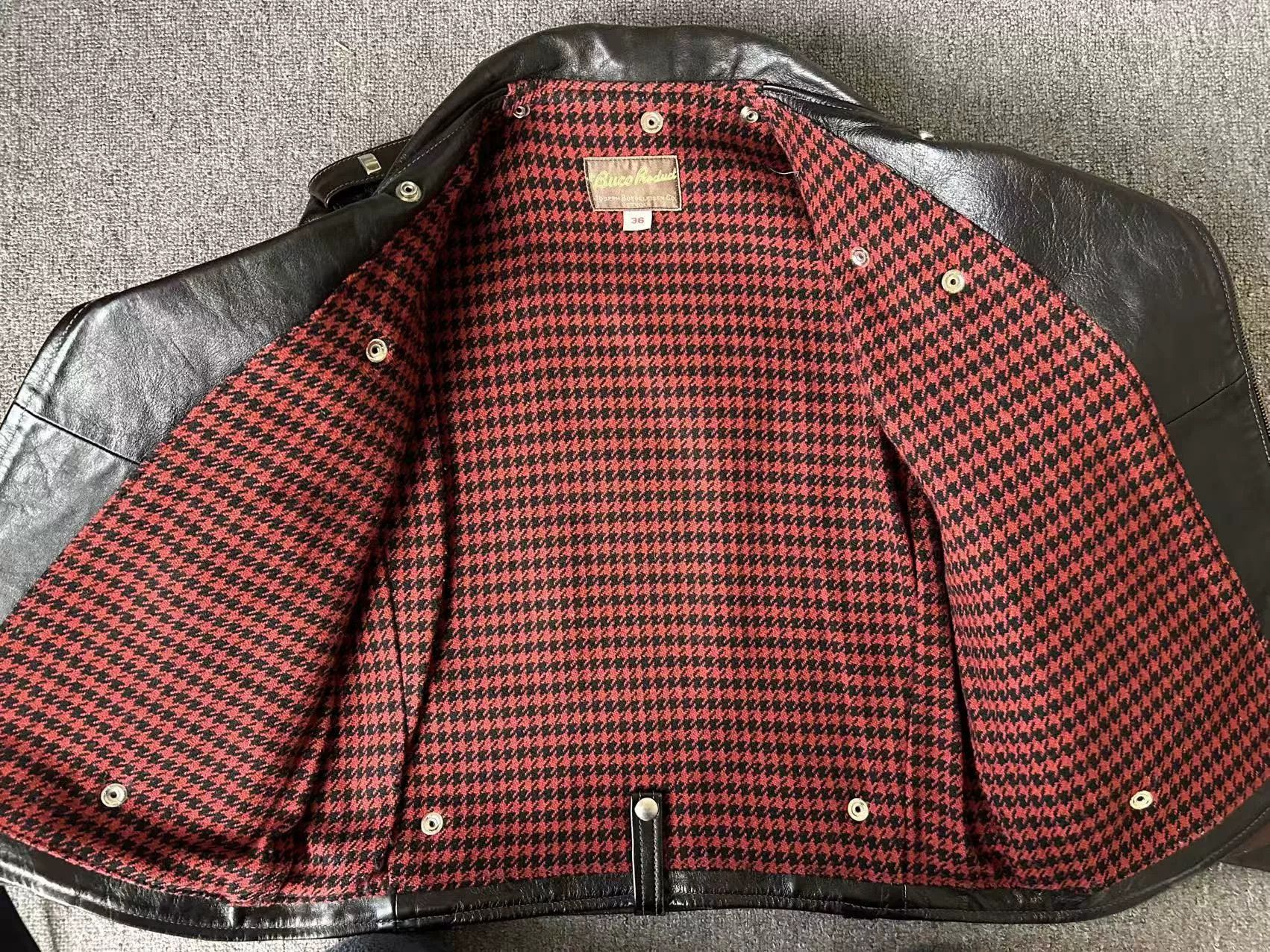 The Real McCoy's black leather motorcycle jacket with houndstooth lining Size US S / EU 44-46 / 1 - 9 Thumbnail