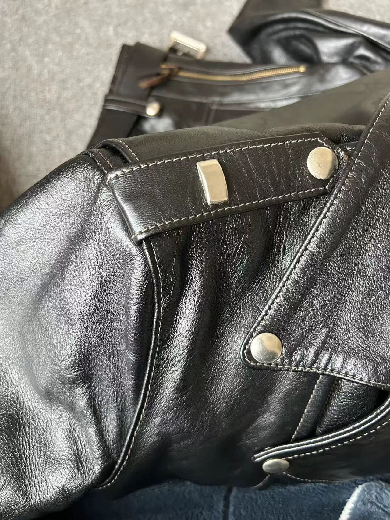 The Real McCoy's black leather motorcycle jacket with houndstooth lining Size US S / EU 44-46 / 1 - 7 Thumbnail
