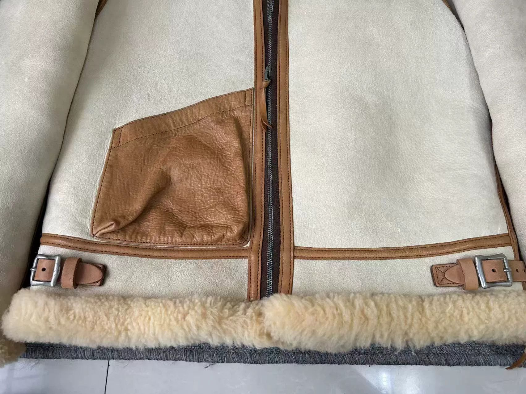 Rainbow Country stylish beige shearling jacket with hood Size US M / EU 48-50 / 2 - 6 Thumbnail