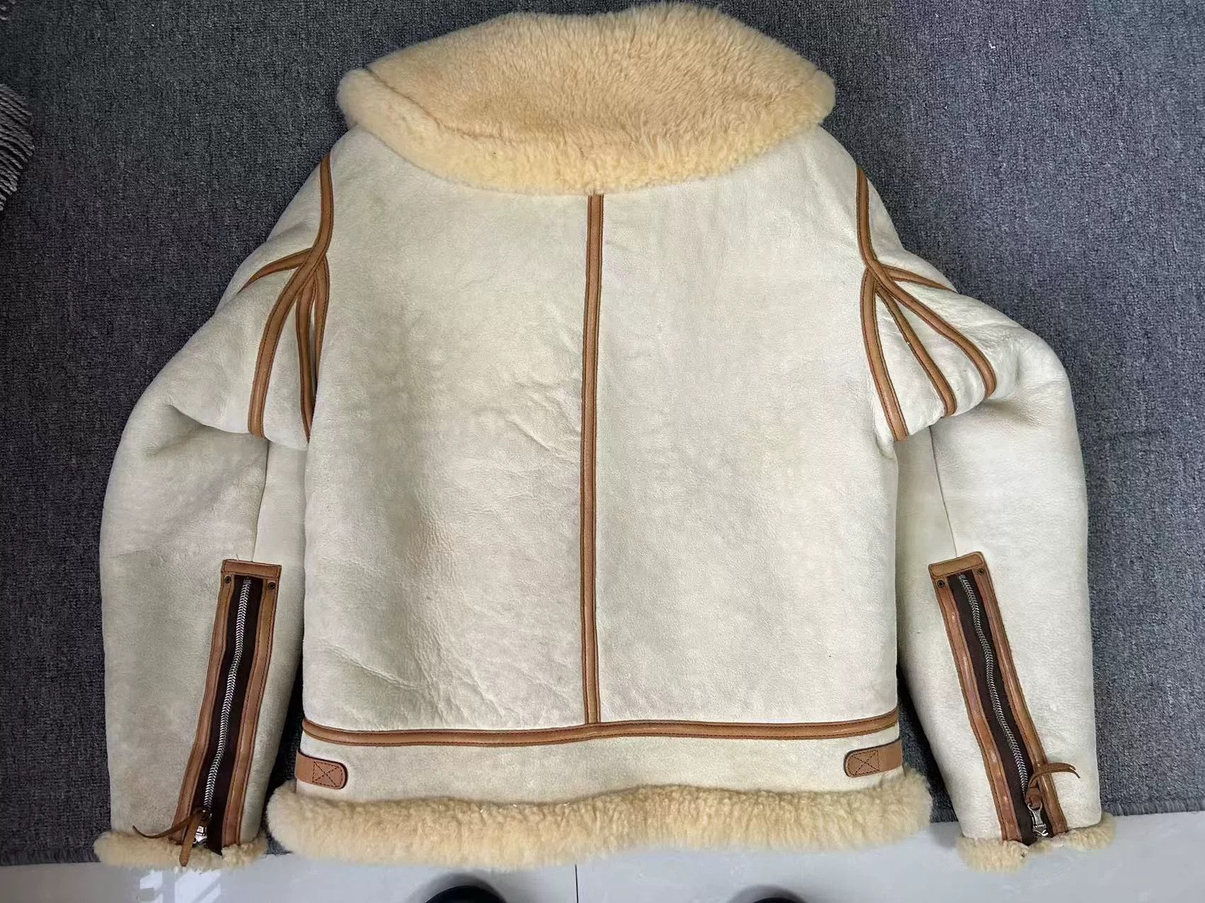 Rainbow Country stylish beige shearling jacket with hood Size US M / EU 48-50 / 2 - 3 Thumbnail