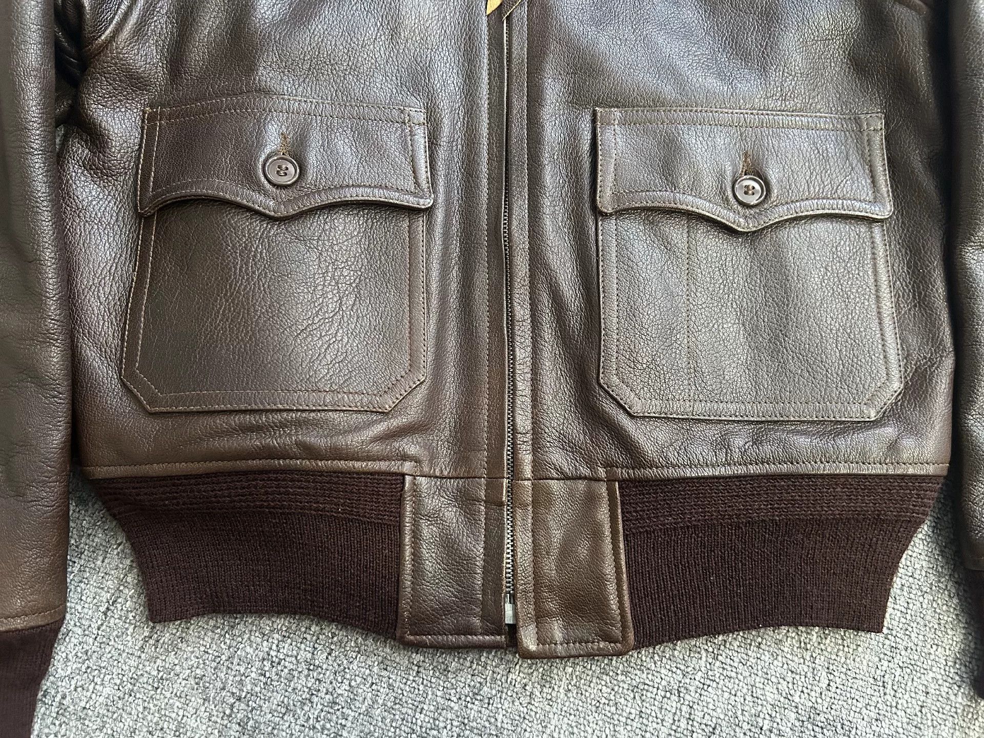 Eastman Leather Clothing brown leather pilot jacket with patches Size US L / EU 52-54 / 3 - 3 Thumbnail