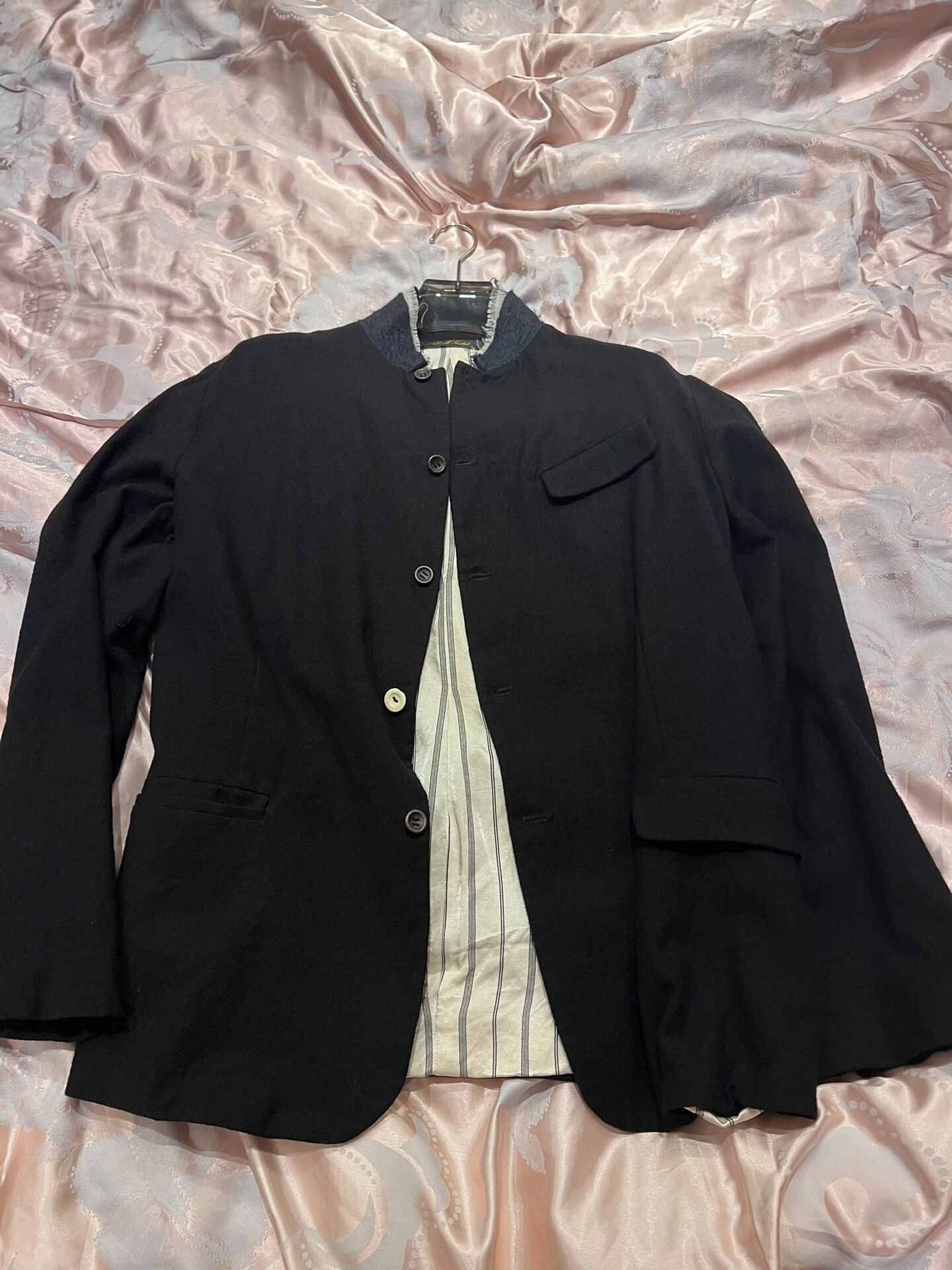 Archivio J.M. Ribot black ribbed coat with silk lining Size US M / EU 48-50 / 2 - 2 Thumbnail