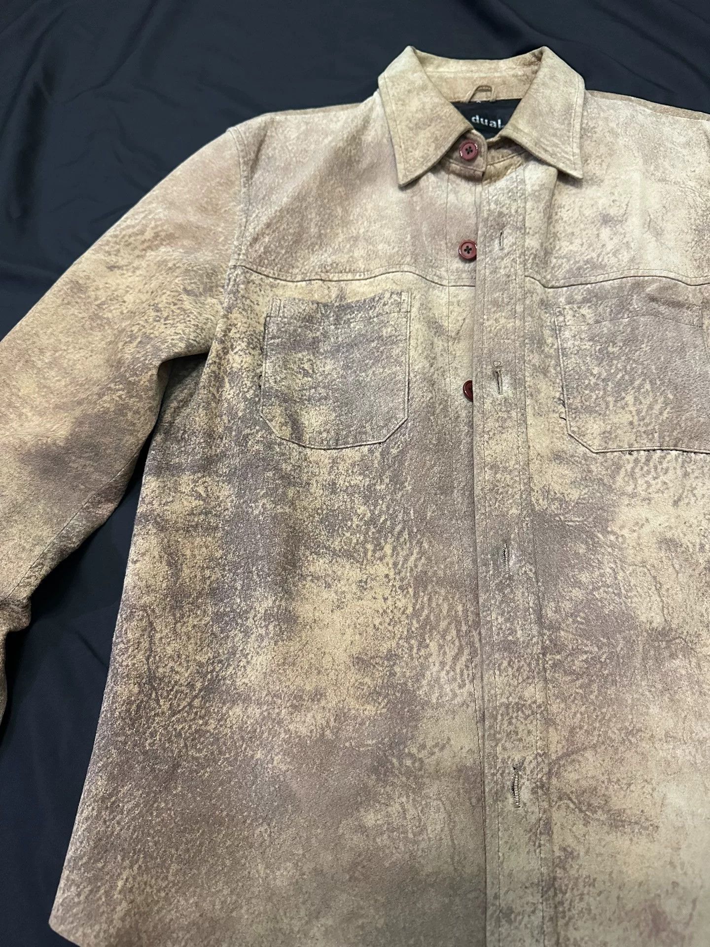 Vintage vintage dual 90s camo-style leather shirt Size US L / EU 52-54 / 3 - 4 Thumbnail