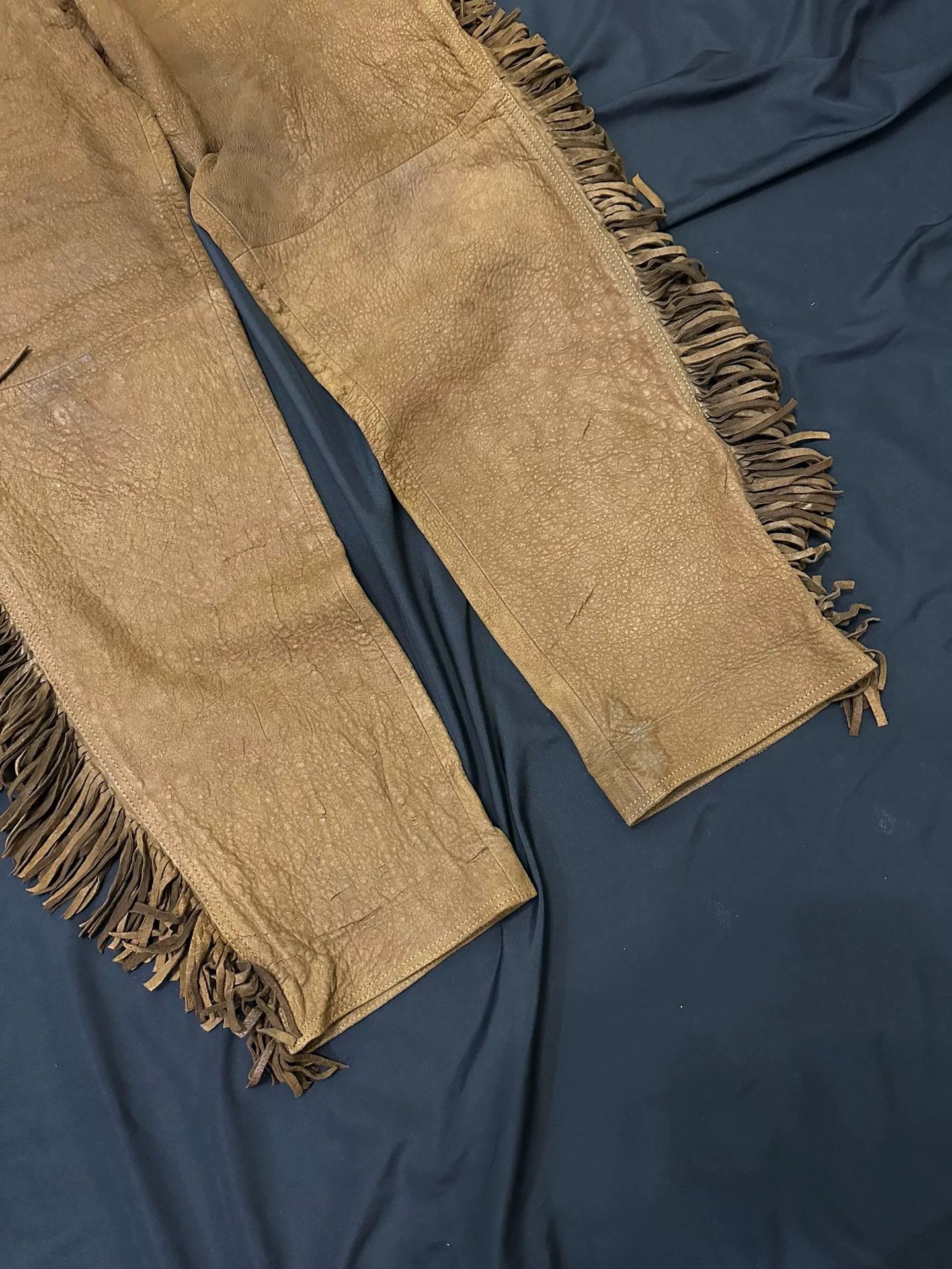 Vintage vintage 90s western fringe leather pants Size US 28 / EU 44 - 2 Thumbnail