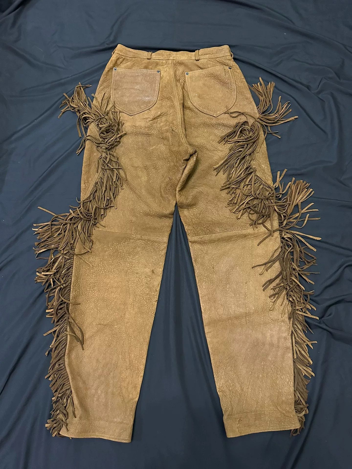 Vintage vintage 90s western fringe leather pants Size US 28 / EU 44 - 4 Thumbnail