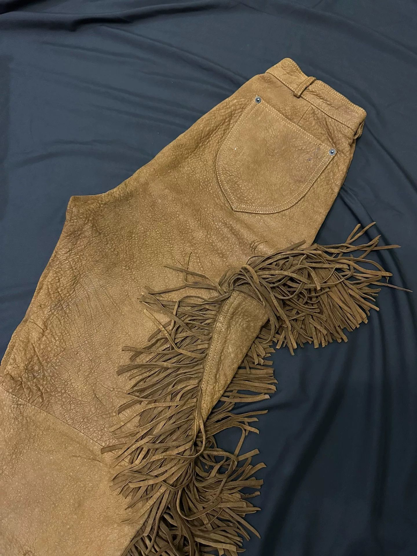 Vintage vintage 90s western fringe leather pants Size US 28 / EU 44 - 9 Thumbnail