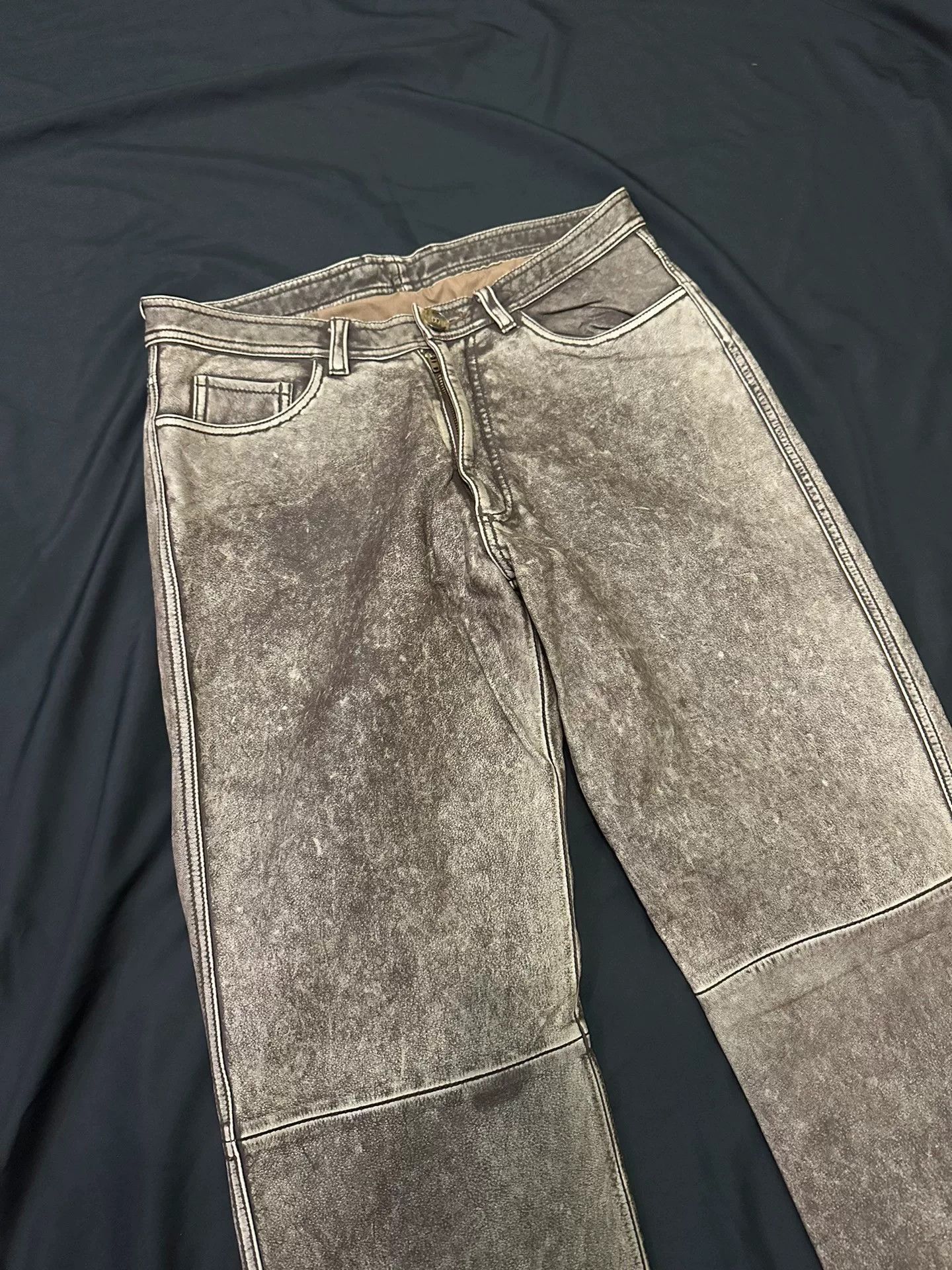 Vintage vintage japanese leather pants with unique finish Size US 34 / EU 50 - 4 Thumbnail