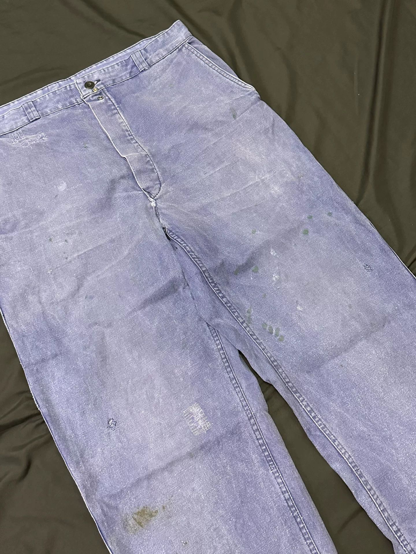 Vintage vintage 50s French Work Pants with Distressed Details Size US 28 / EU 44 - 3 Thumbnail