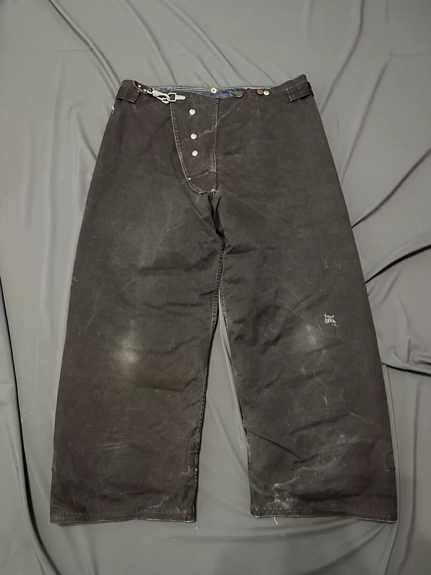 Vintage vintage 1940s black canvas fire pants Size US 36 / EU 52 - 2 Thumbnail
