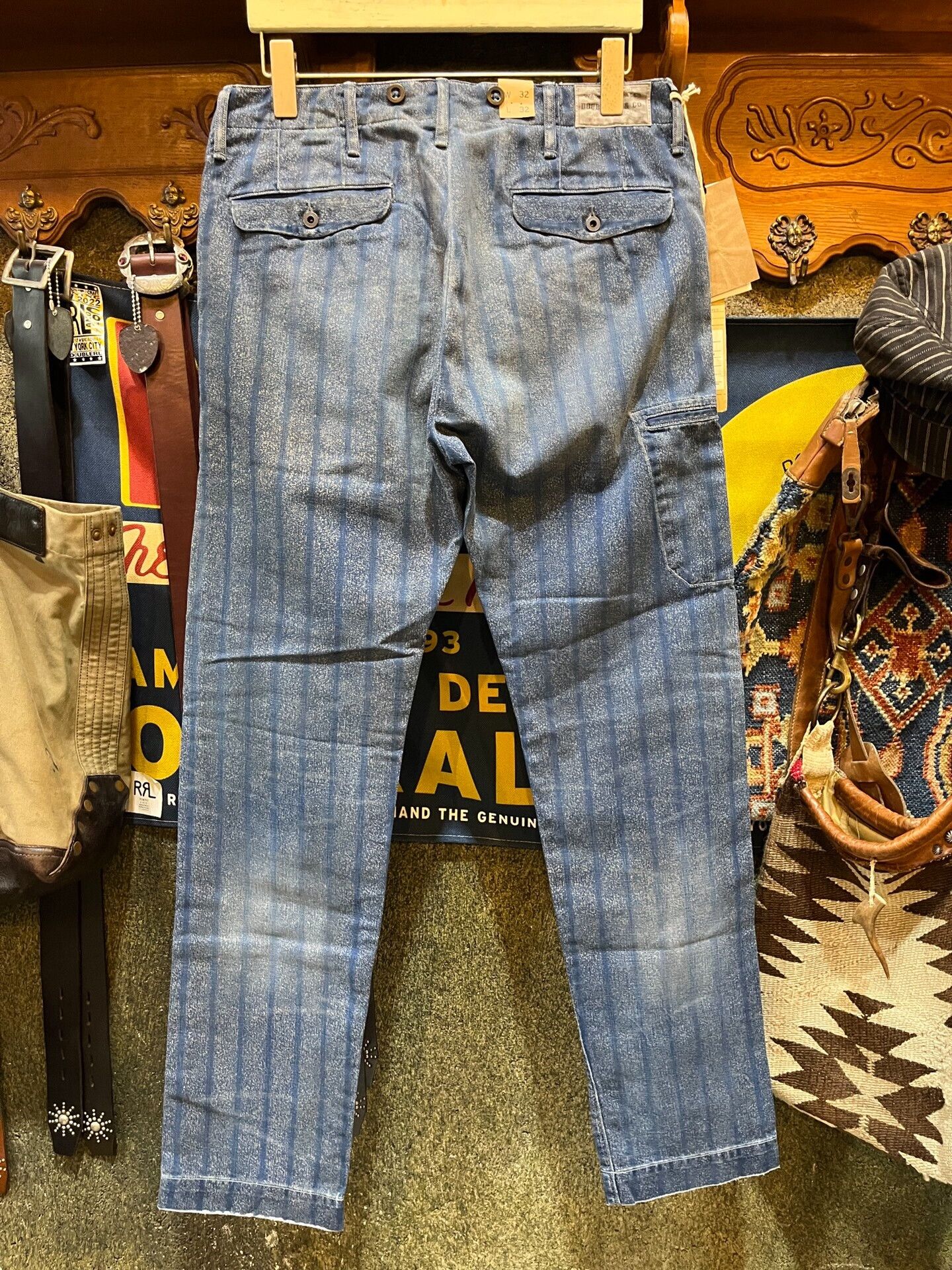 RRL Ralph Lauren blue striped cotton twill pants Size US 31 - 2 Thumbnail