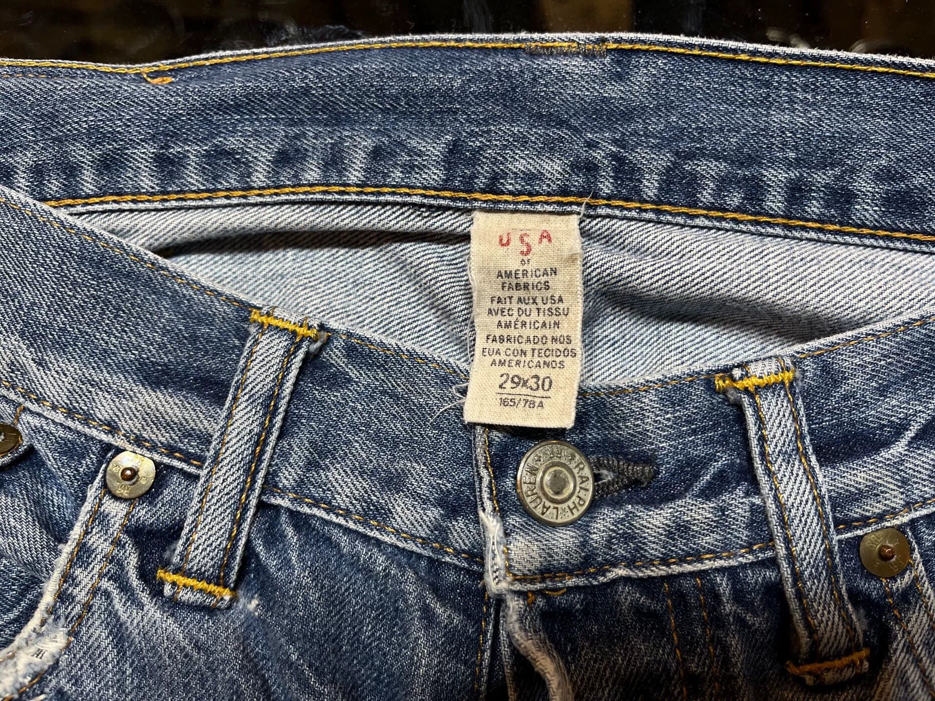 RRL Ralph Lauren distressed rrl blue denim jeans for men Size US 29 - 3 Thumbnail