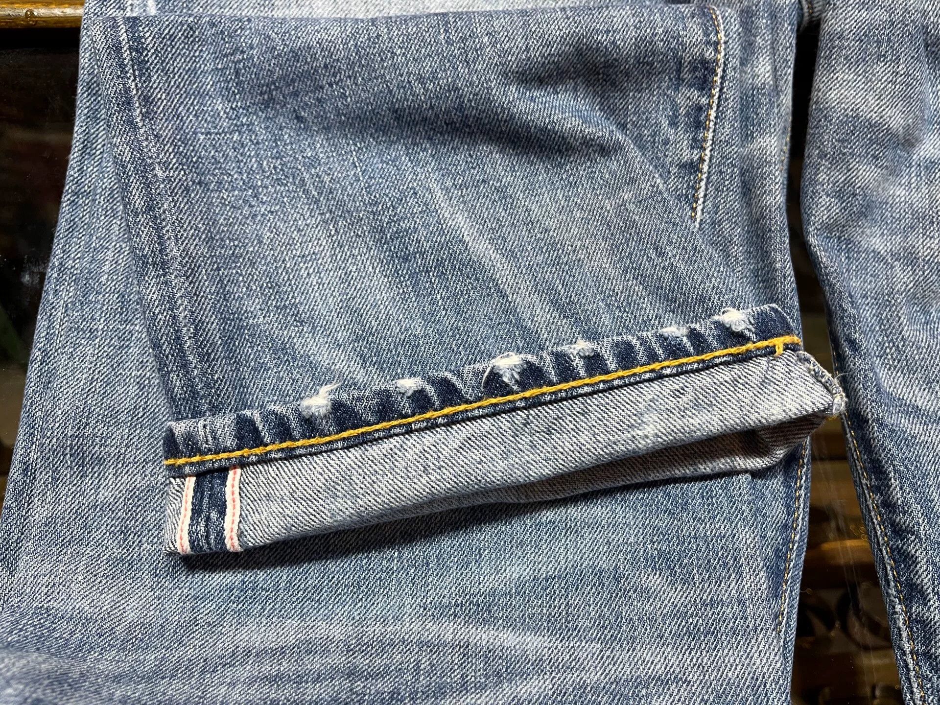 RRL Ralph Lauren distressed rrl blue denim jeans for men Size US 29 - 8 Thumbnail