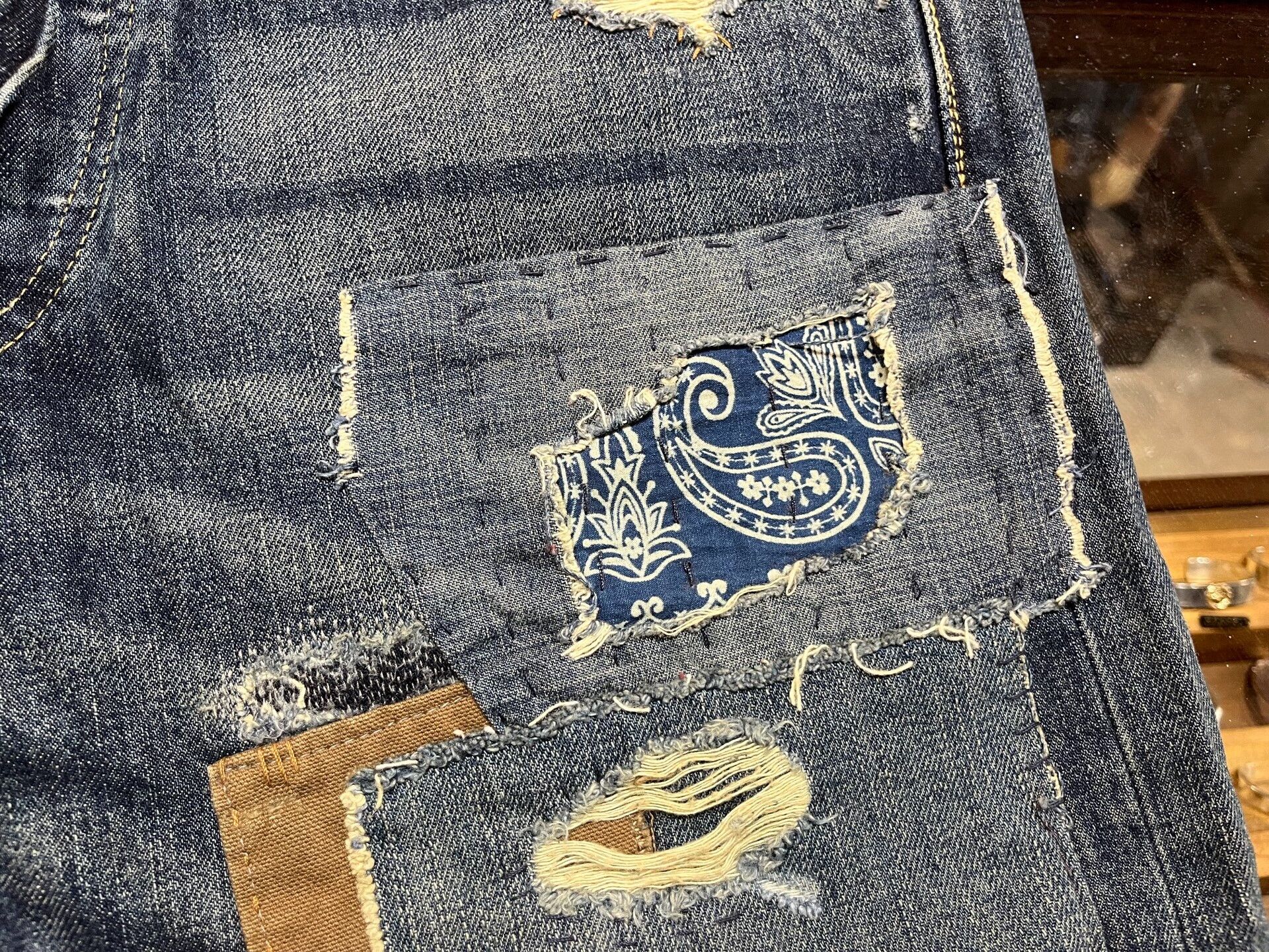 RRL Ralph Lauren rrl limited edition patchwork jeans Size US 31 - 7 Thumbnail