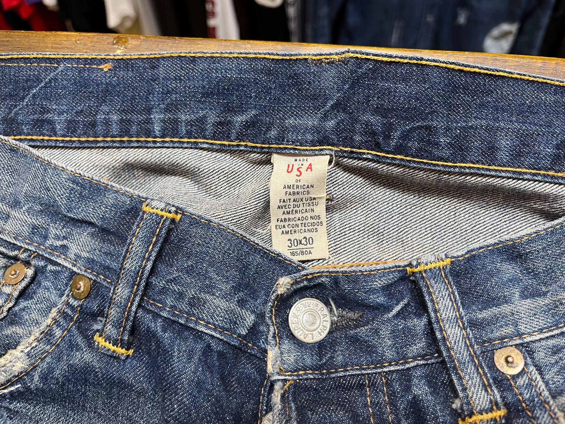 RRL Ralph Lauren distressed blue denim jeans by rrl Size US 30 / EU 46 - 3 Thumbnail