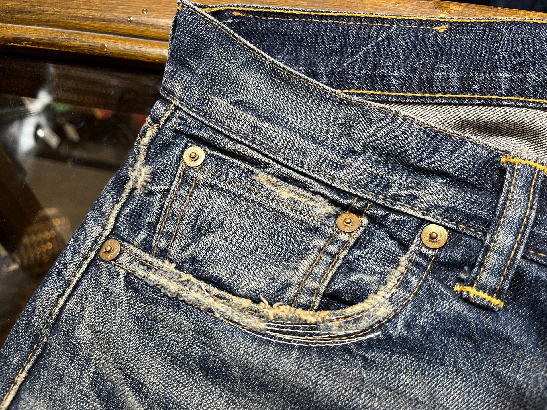 RRL Ralph Lauren distressed blue denim jeans by rrl Size US 30 / EU 46 - 4 Thumbnail
